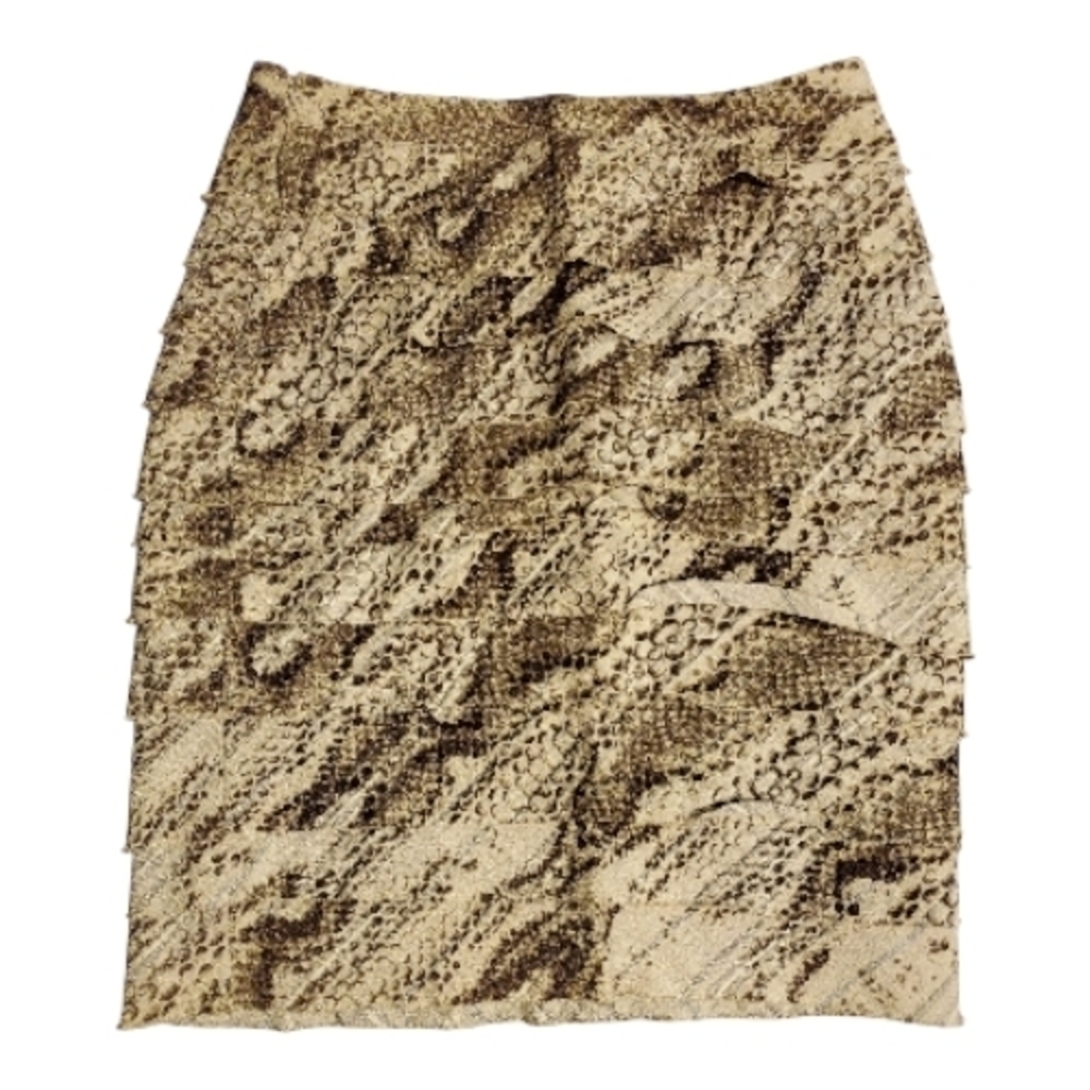 Worth Brown Animal Print Pencil Skirt